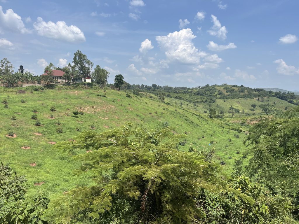 The view out of a bus window while traveling to Fort Portal from Kampala