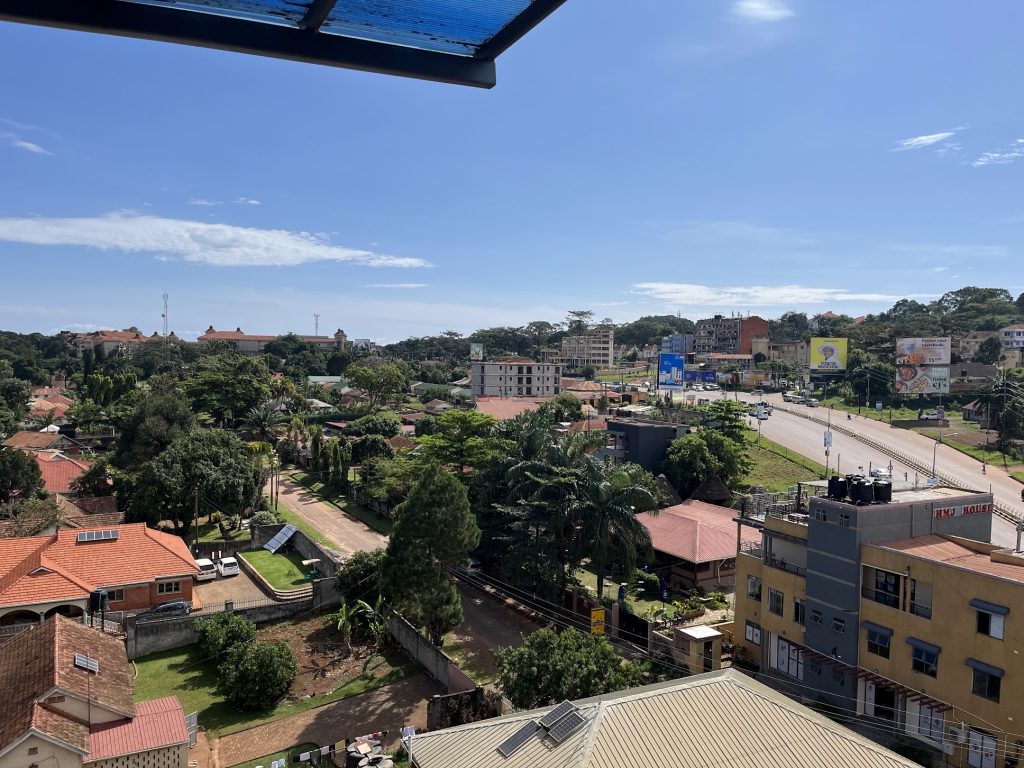 A view of the city of Entebbe from the top of K Hotel