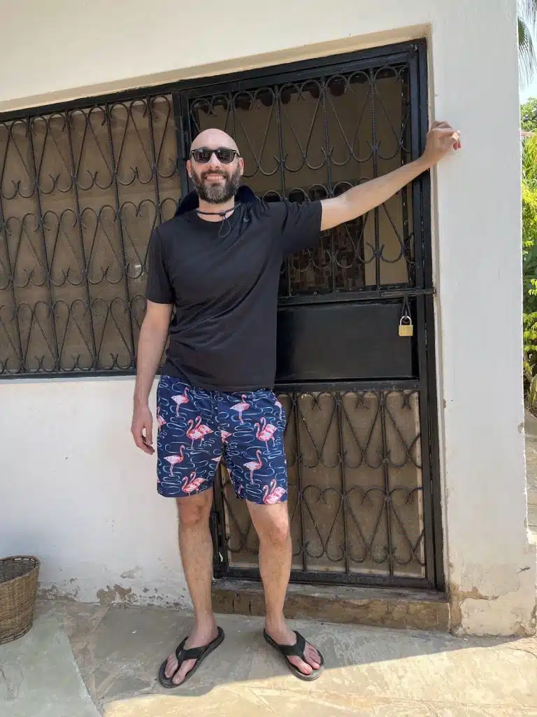 Zac in Diani Beach in front of the Airbnb